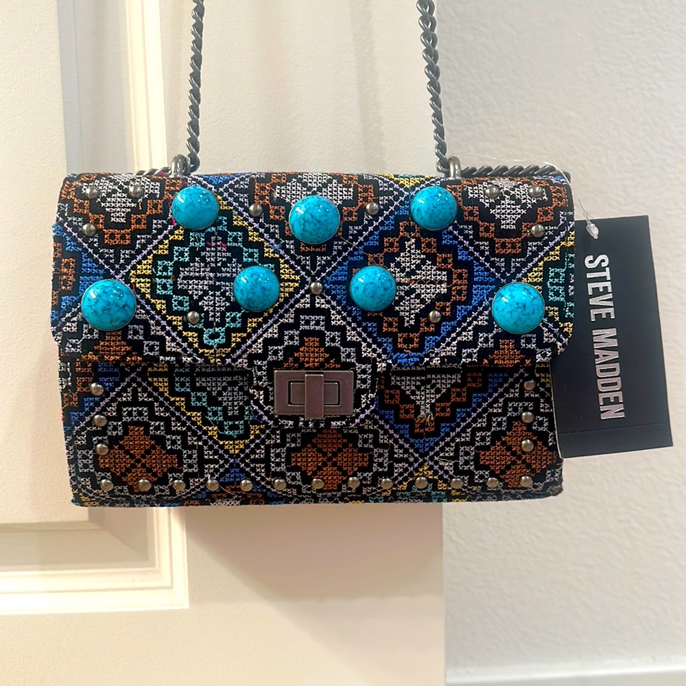 NWT Steve Madden Multi Color Flap w/ Chain Purse